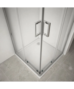 BOX DOCCIA ANGOLARE IN ALLUMINIO CON VETRO TRASPARENTE, 80X80X185 CM